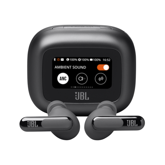 JBL Live Beam 3 - Black - True wireless noise-cancelling closed-stick earbuds - Hero